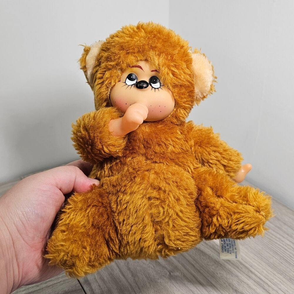 Cuddle Wit Vintage Light Brown Monkey Gorilla Ape Plush Rubber Face Thumb